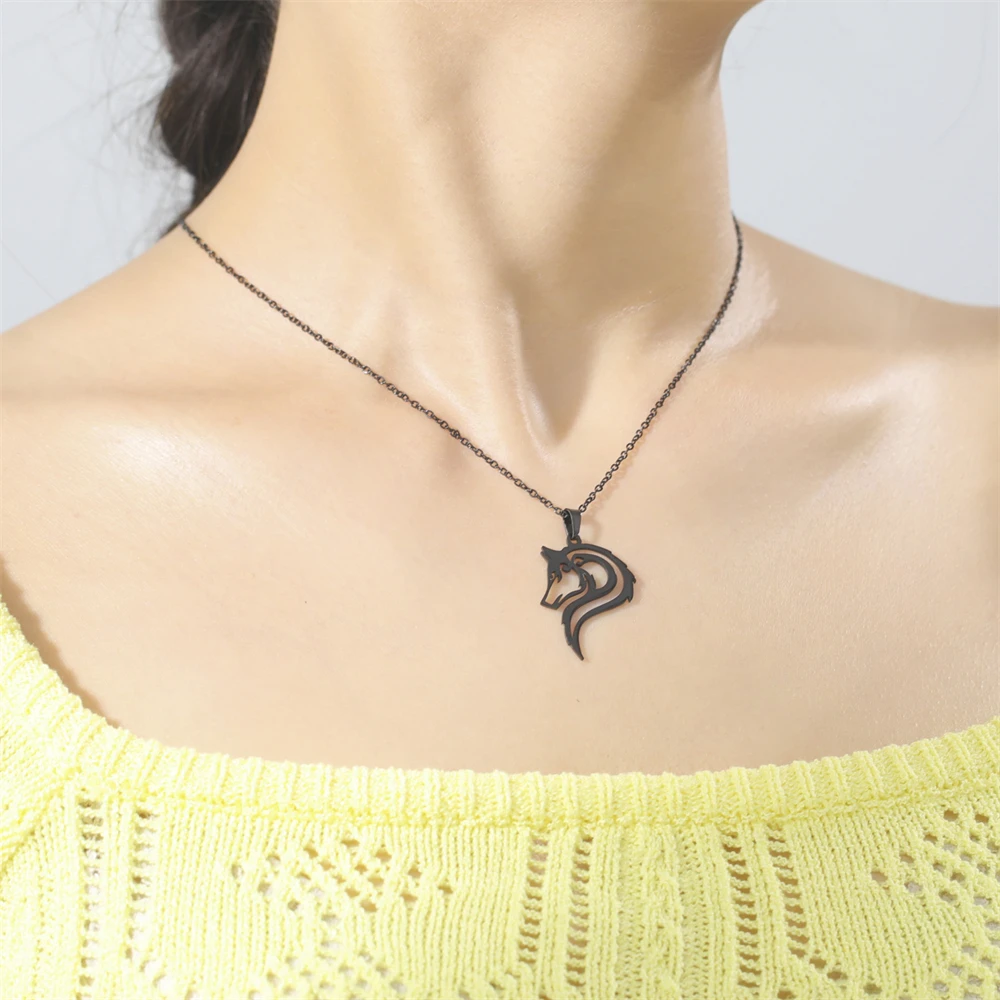 Cazador Old Fenrir Wolf Collane con ciondolo per donne Uomini Coppia Collana in acciaio inossidabile Gioielli Regali di compleanno_voghion.com