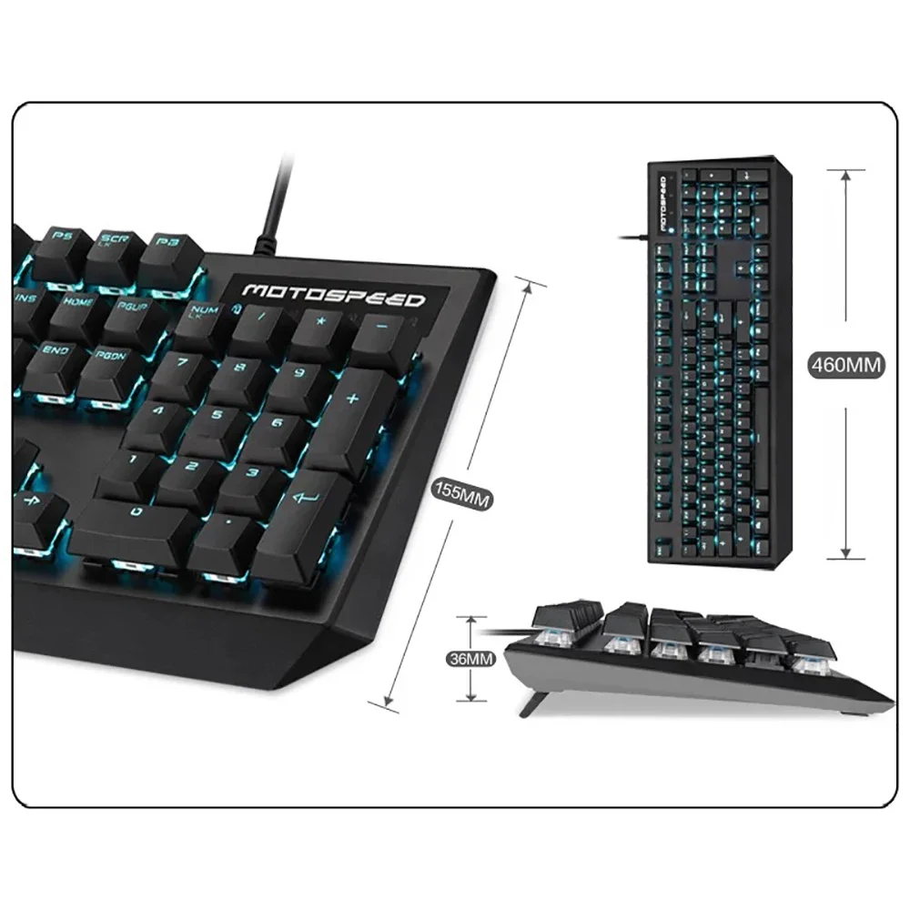 CK95 Gaming Mechanical Keyboard USB Wried 104 Keys LED Backlit