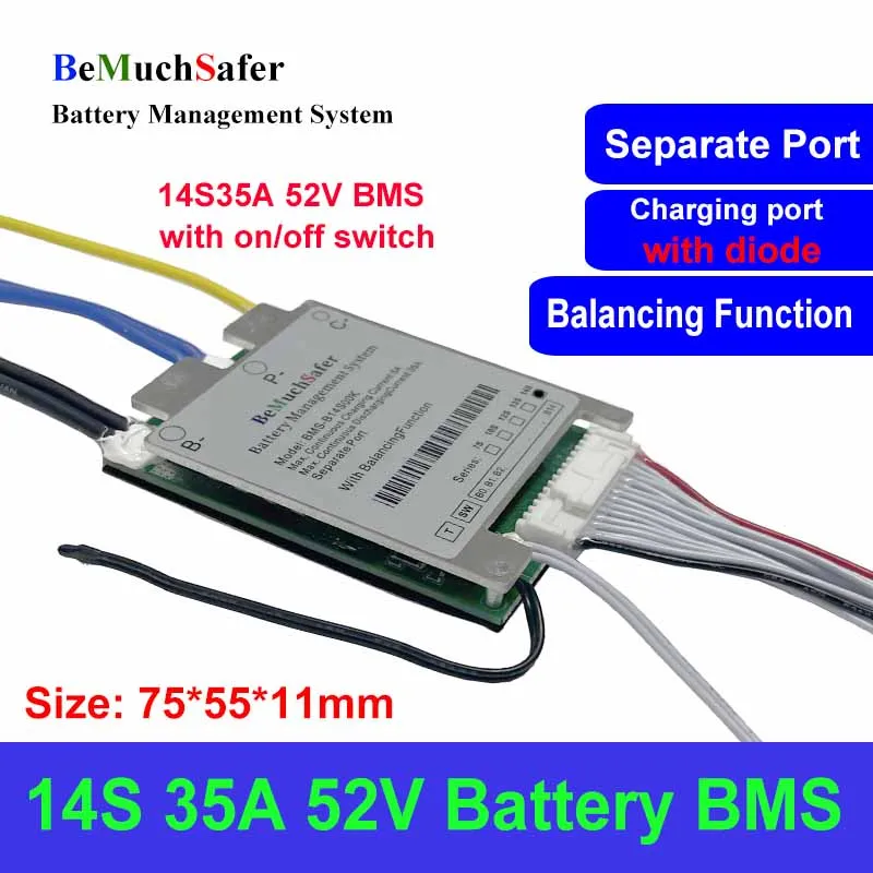 BeMuchSafer 7S 10S 12S 13S 14S 30A 35A Battery BMS With Balancing Function 10S35A 13S35A 14S35A 30A 24V 36V 43.2V 48V 52V PCM