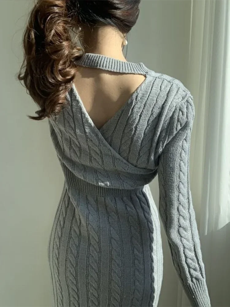 Winter Damesjurk 2021 Bodycon Trui Vrouwen Jurk Lange Mouw