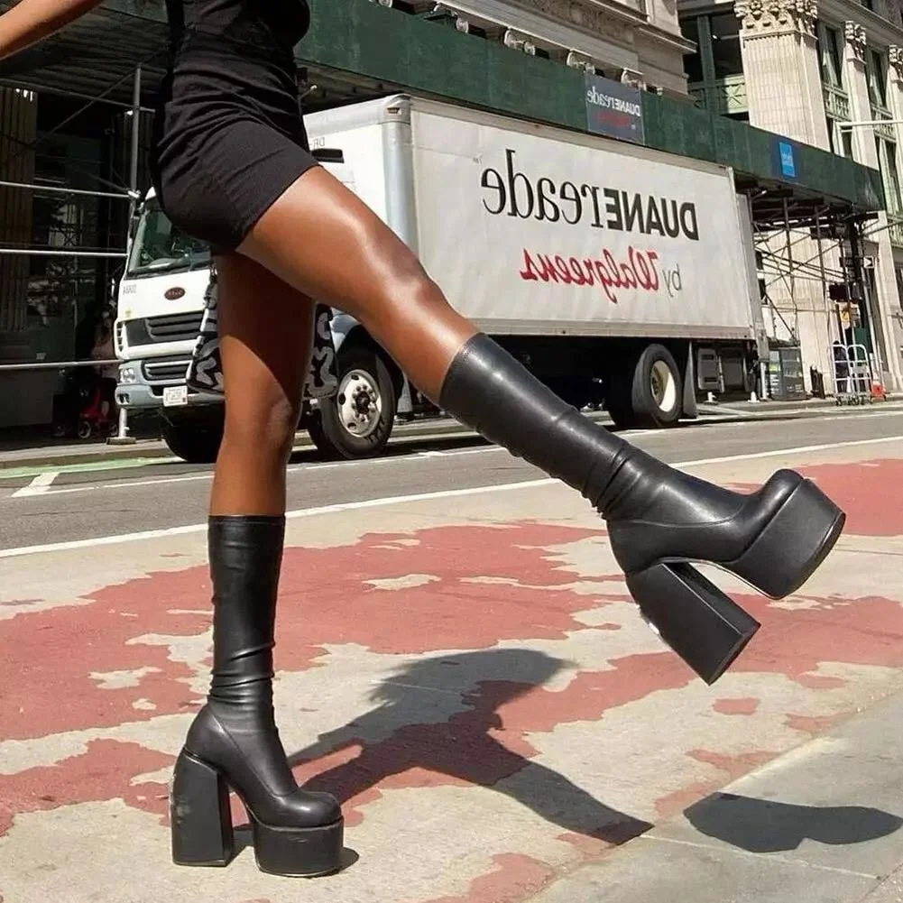 High Heel Slim Boots for Women Ankle High Fashion Boots  Style Winter Warm Boots Zipper Closure round Toe Leather PU Material - 5