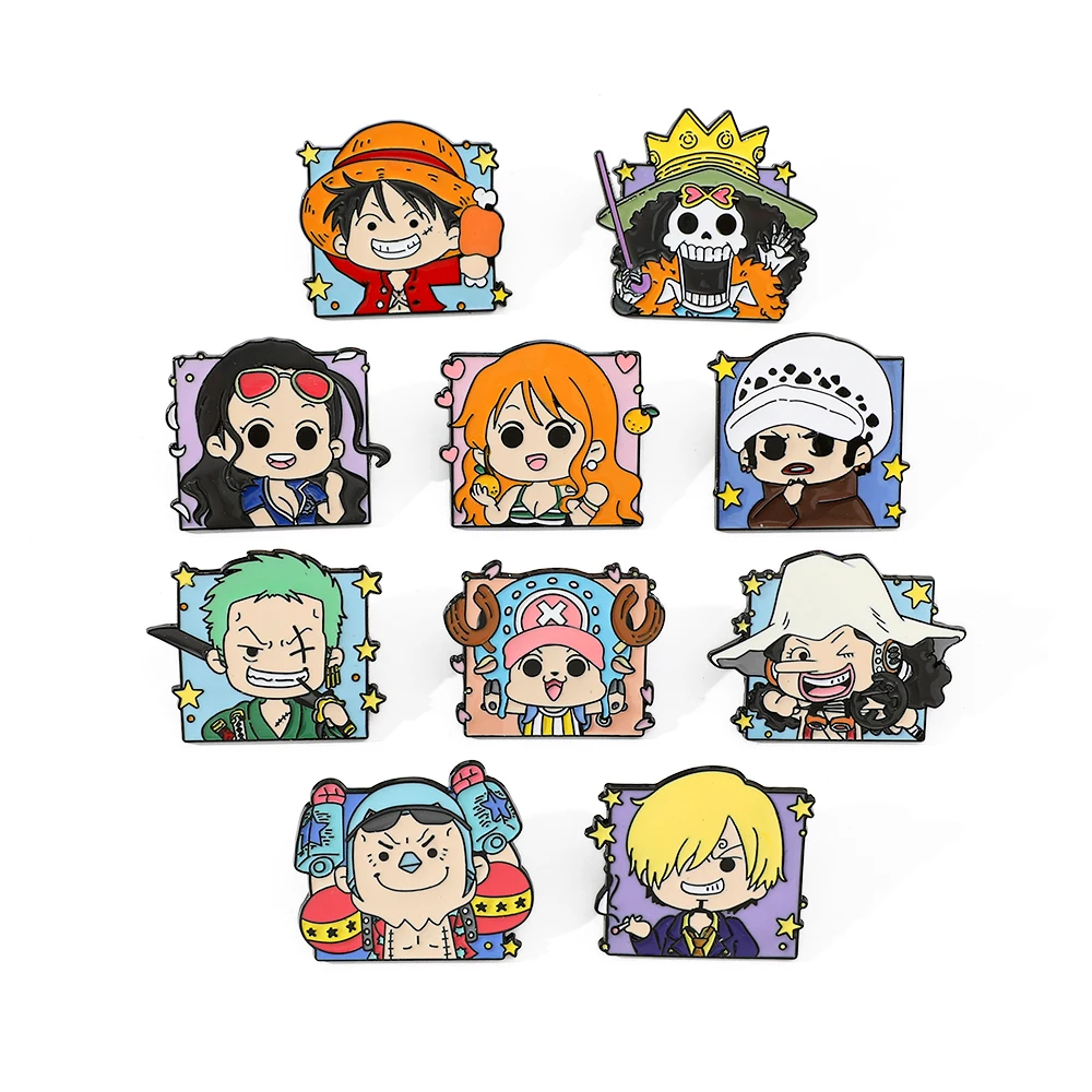 Enamel Pin Metal Badge Cartoon ONE PIECE Brooch Creative Funny Usopp 10 Pcs Clothing Backpack Accessories