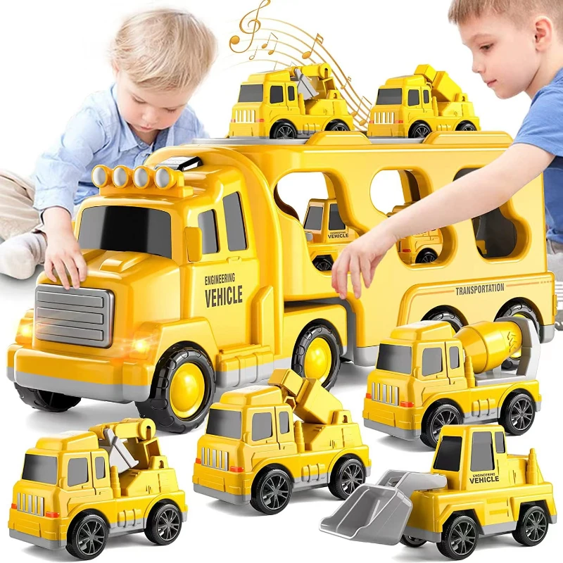 

Diecast Carrier Truck Toys Cars Engineering Vehicles Excavator Bulldozer Truck Model Sets Educational Toys For Toddler Kids Gift