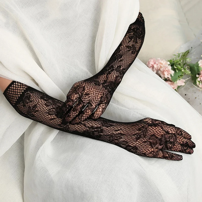 Fashion Etiquette Gloves Long Lace Gloves Nets Smooth Fashion