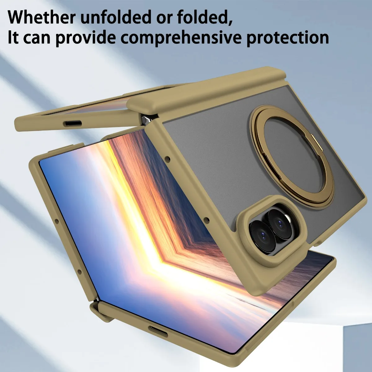 Luxury Magnetic Rotating Phone Stand Case with Hinge Protector and Wireless Charging Compatibility