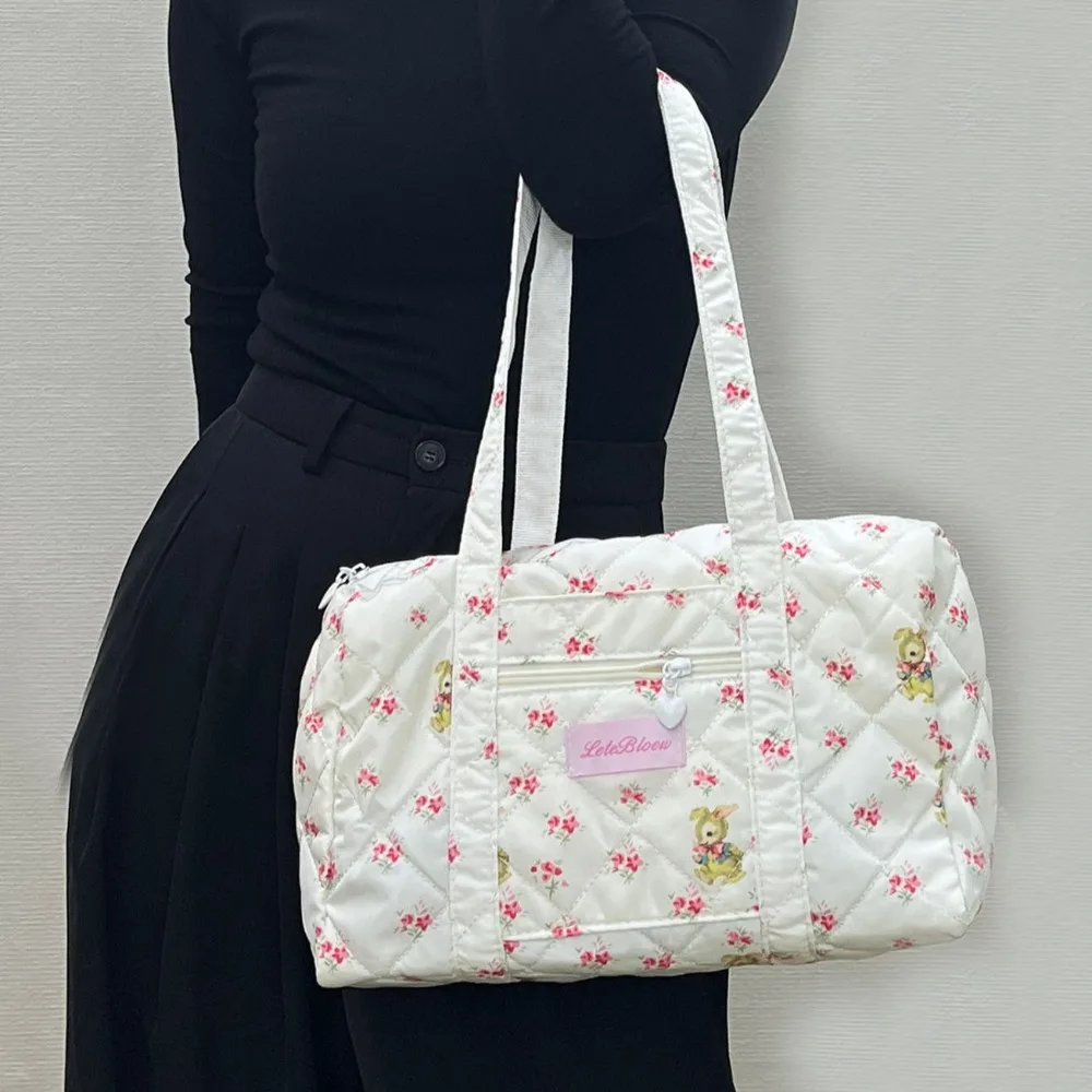 Korean Style Stroller Organizer Bags Flower Multi-pocket Floral Mummy Bag Large Capacity Tote Baby Diaper Organizer Travel - Image 4