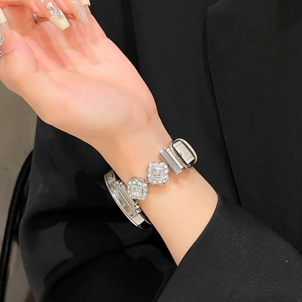 Luxury Rhomboid Diamond Leather Watch Strap