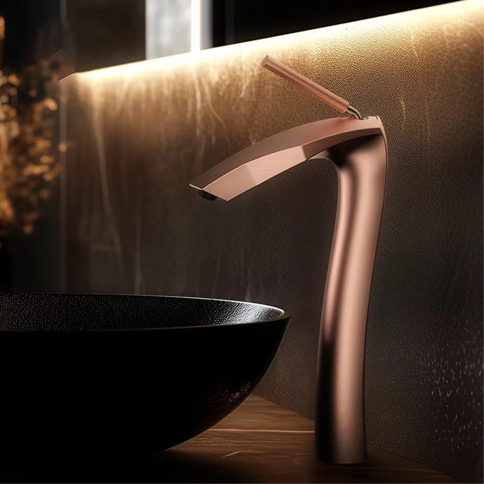 Luxury Brushed Gold Brass Bathroom Faucet Modern Ceramic Cartridge Basin Mixer Tap Hot&Cold Water Deck- Mounted Sink Fixtures 2