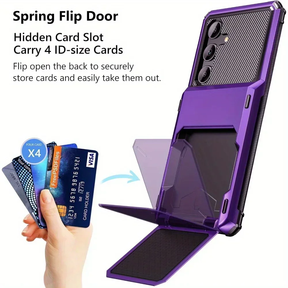 Wallet Phone Case with 5 Card Slots and Pocket Cover