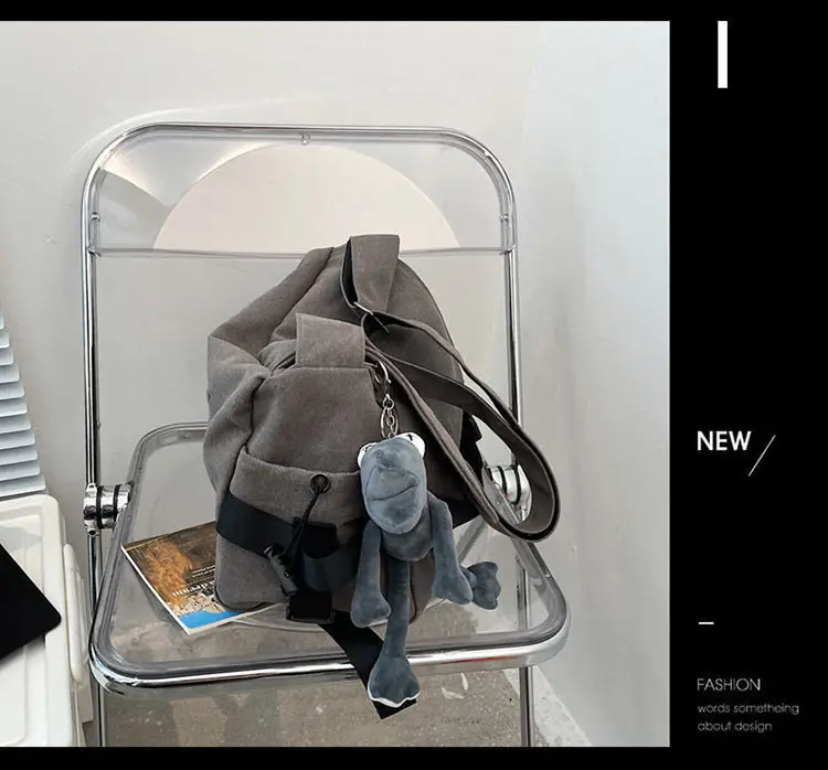 Sac à Bandoulière En Toile Noire 20L - Grande Capacité, Style Bohème - Pour Homme Et Femme - Idéal Quotidien, Travail, Voyage