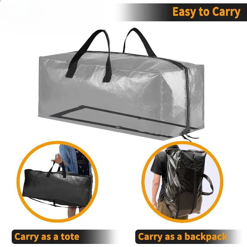 Extra Large Storage Totes W/Backpack Straps Strong Handles & Zippers, Packing & Moving Supplies, Black (8 Pack) 5