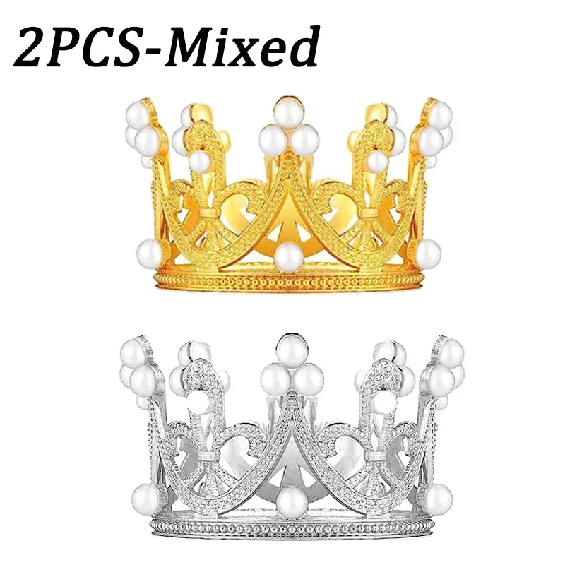 Ouligay 6 Pezzi Mini Corone Per Torta Oro Con Strass - Topper Principessa 4,5 Cm Per Compleanno, Matrimonio, Decorazione Feste - 2
