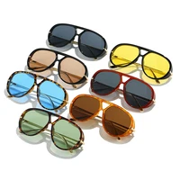SO & EI Ins mode populaire Double ponts pilote femmes surdimensionné lunettes de soleil rétro couleur bonbon dégradé UV400 hommes Punk lunettes de soleil 4