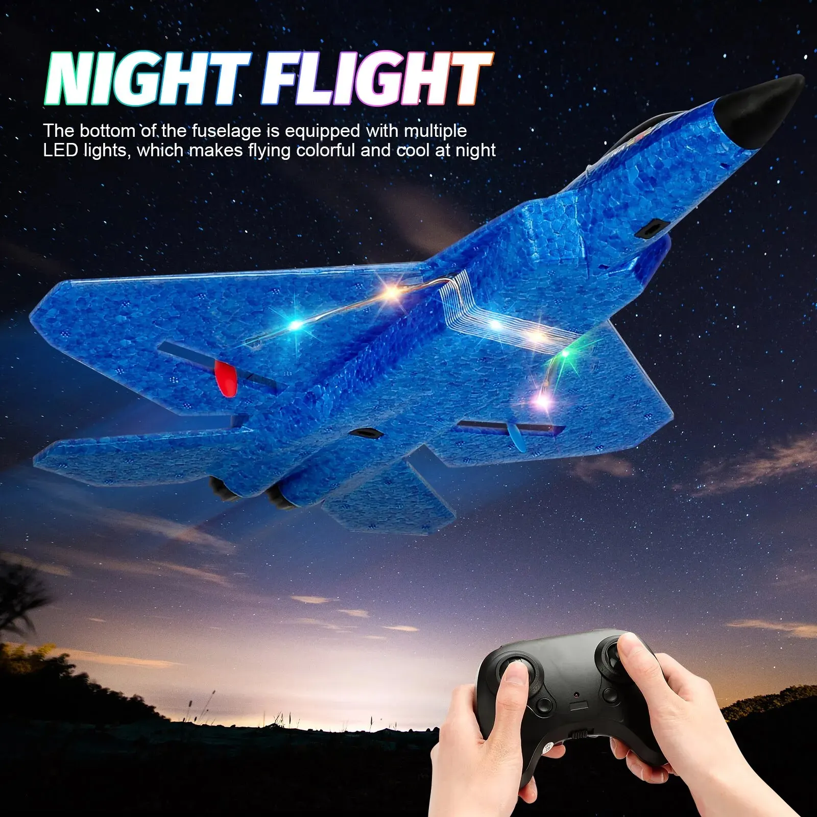 F22 Raptor Rc Vliegtuig 2.4G 2ch Afstandsbediening Vliegende Zweefvliegtuig Met Led Verlichting Epp Schuim Vliegtuig Speelgoed Voor Kinderen Geschenken