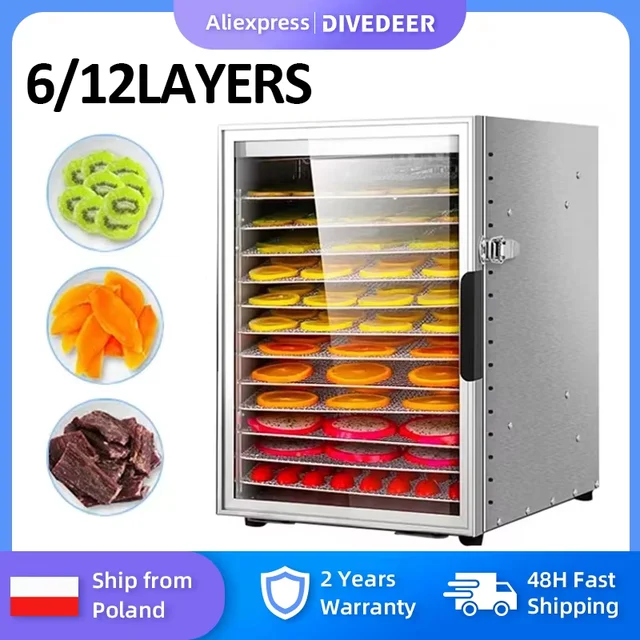 DIVEDEER 6/12 couches séchoir à fruits séchage électrique pour légumes déshydrateur alimentaire séchage pour légumes et fruits machine de séchage 1