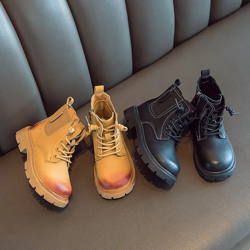 

zapatos niña Versatile Boys Ankle Boots Autumn Girl's Boot Fashion Leather Shoes Girls' Shoes Soft Sole Simple Kid Shoes botas