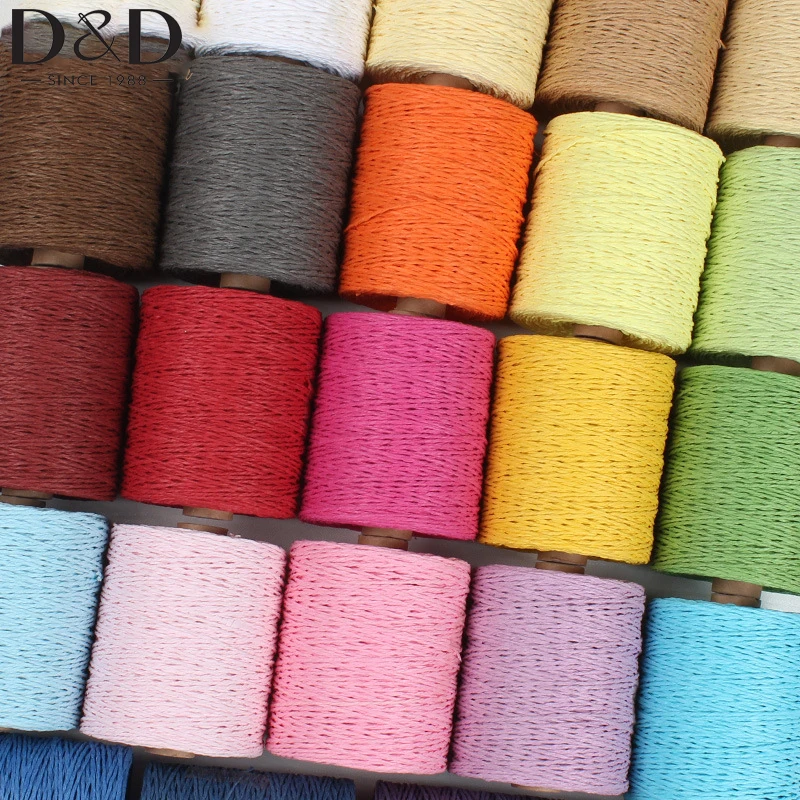 

280M/Roll Natural Raffia Straw Yarn Cushion Baskets Knitting Material Hat HandBag Summer Hand Knit Crochet Colorful Threads