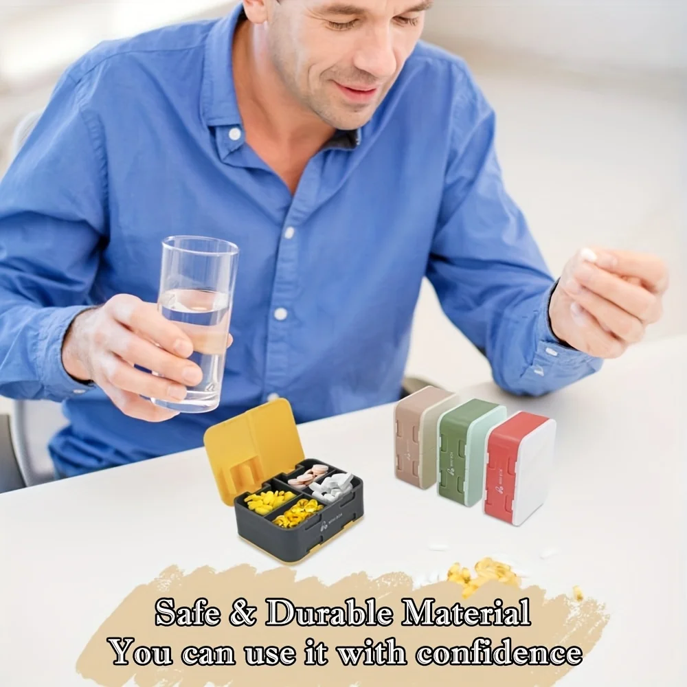 Small Cute Pill Box Travel Daily Pill Organizer for Purse Pocket Compact Medicine Holder First Aid Outdoor Storage Container