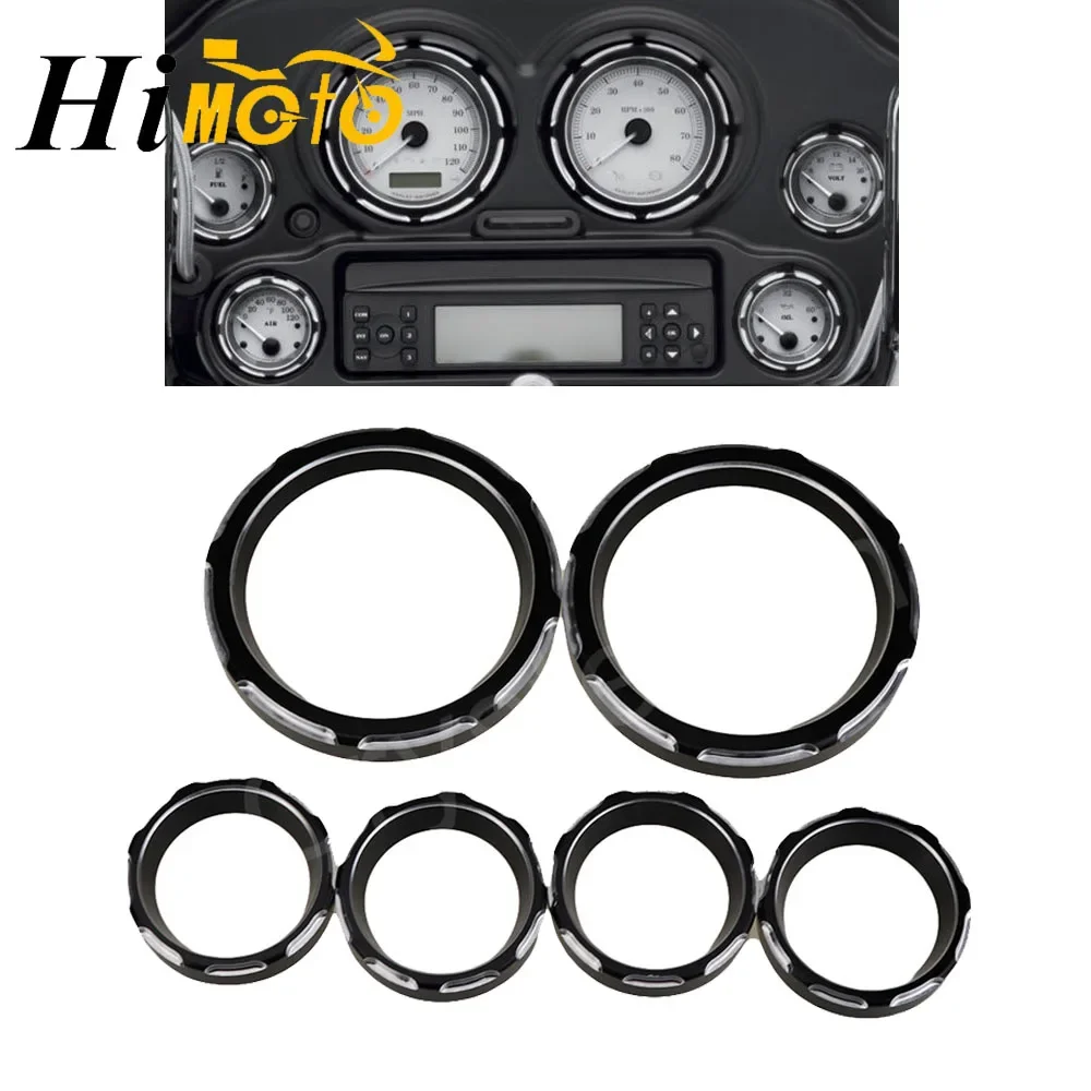 

Motorcycle Instrument Cover Board 4" Speedometer 2" Gauge Burst Bezel Kit For Harley Touring Street Electra Glide Tri 1996-2013