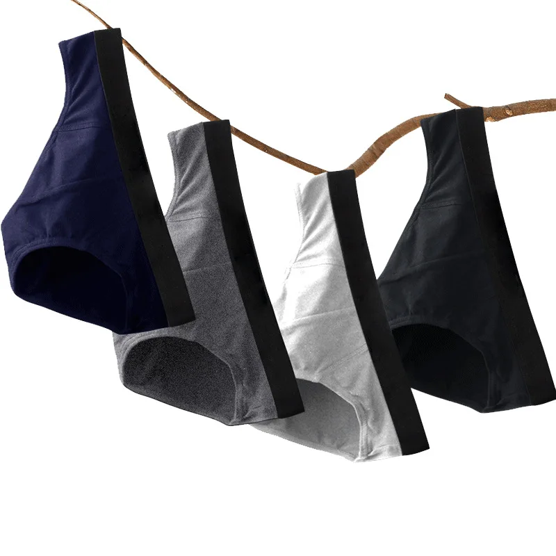 Boxed pure cotton men's underwear briefs comfortable and breathable sexy low waist solid color belt cotton shorts head underpant