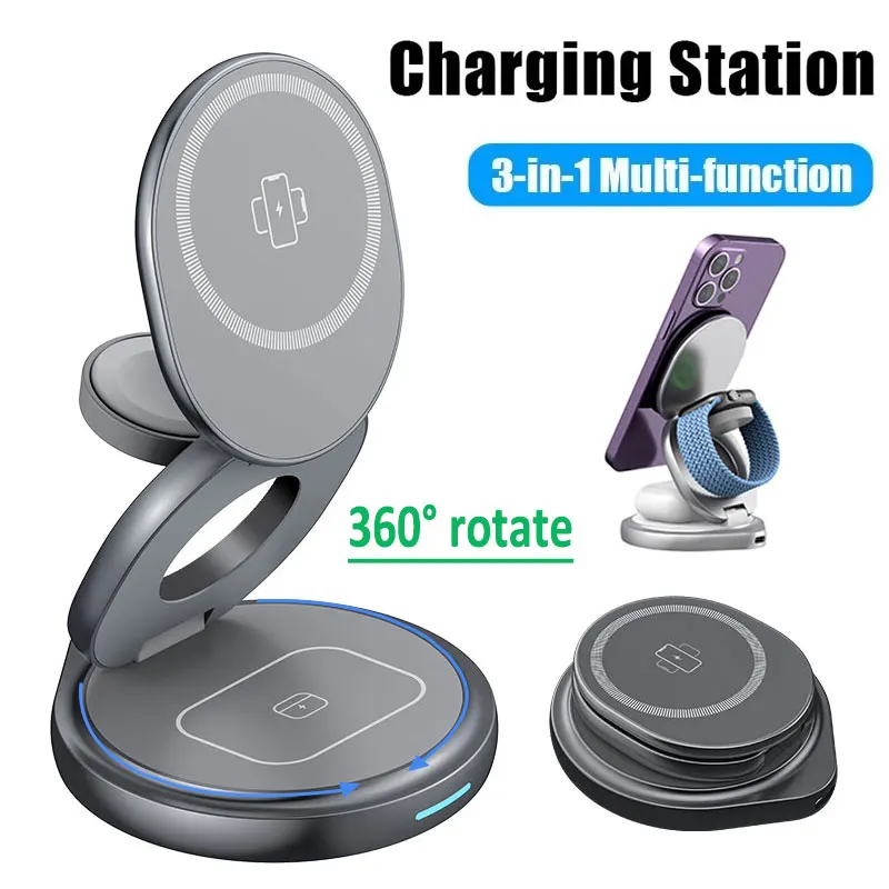 in Magnetic 360 Rotate Metal Wireless Charger Stand Pad For