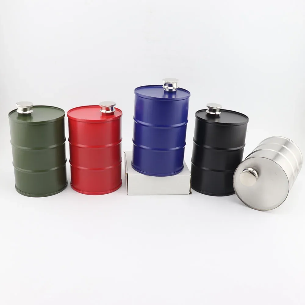 25oz Alcohol Liquor Hip Flask Vodka Oil Drums Whisky Flagon Barrel Shape Whiskey Jug Portable 304 Stainless Steel