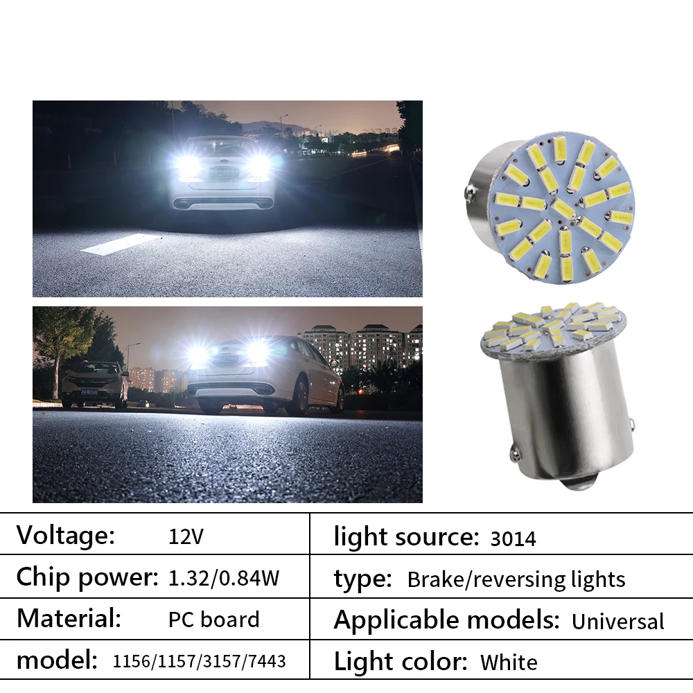 LED  õ, 1156 BA15S P12W BAU15S PY12W, 1157 BAY15D P21/5W 7443 3014 22SMD  DRL ְ , 12V