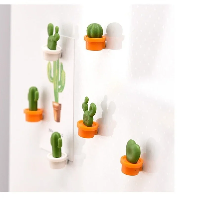 Magnetic Fridge Stickers 6pcs Cactus Fridge Magnet Refrigerator Magnetic Sticker 3D Succulent Plant Message Board Reminder Home Decoration Kitchen