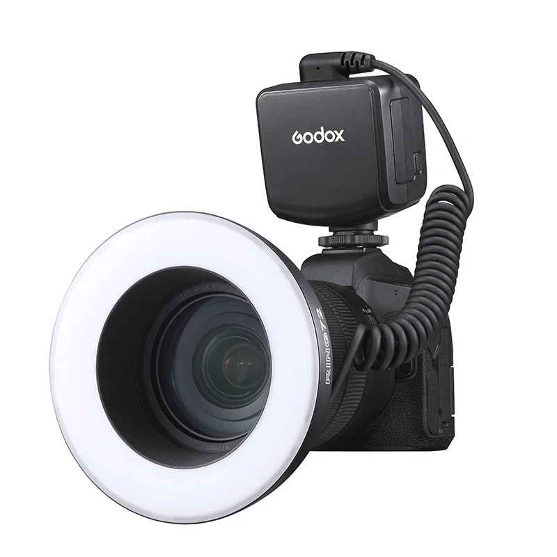 Godox RING72 Macro LED Ring Light CRI 96+ 5600K + 8 Lens Adapter Rings for Canon Nikon DSLR Camera Close-up Photography