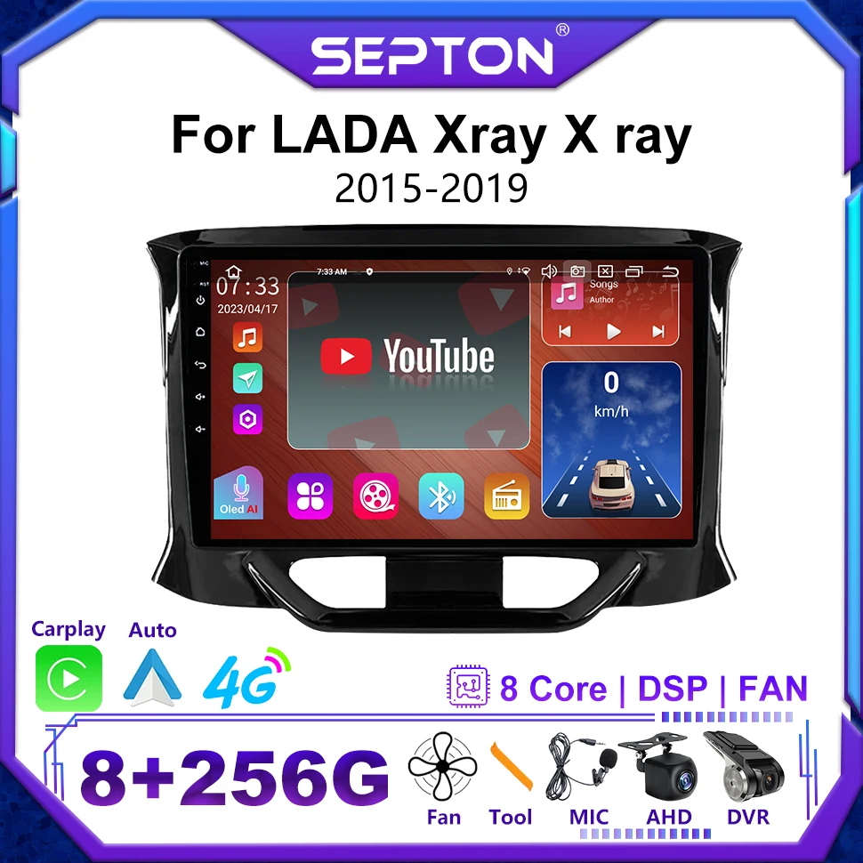 

SEPTON Android 12 Car Radio Autoradio Stereo for LADA Xray X Ray 2015 - 2019 Multimedia Video Player 2 Din Navi 9 Inch GPS 4G