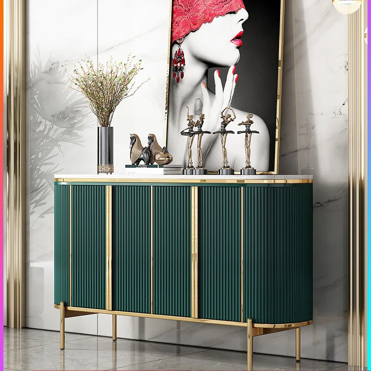 Elegant Living Room Golden Modern Design Furniture Tv Stand and Coffee Table With Marble Top Stainless Steel Leg