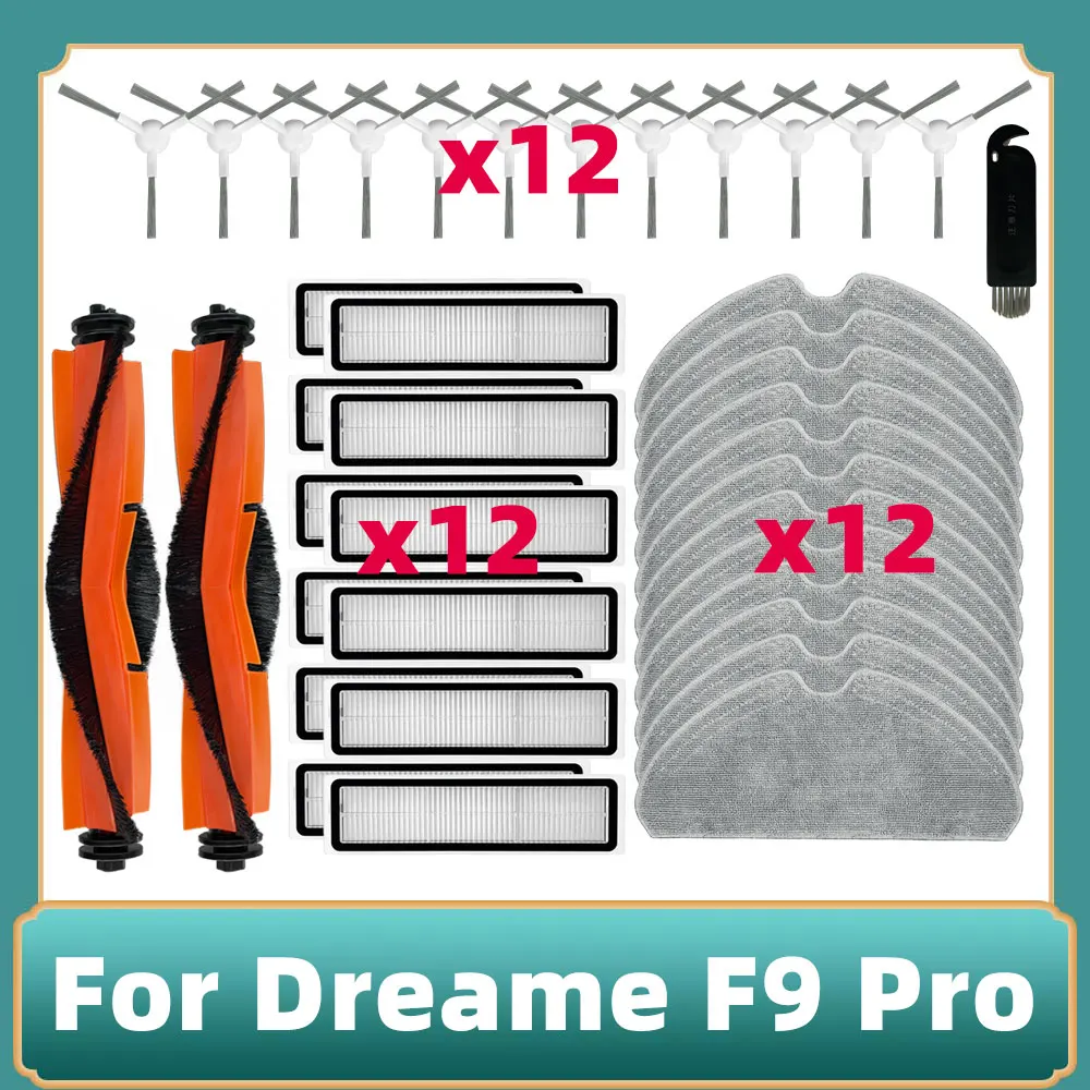 Compatível com Dreame f9 Prod9 Max Rolo Principal Branco Escova Lateral Filtro Hepa Panos de Limpeza e Acessórios de Peças de Reposição.