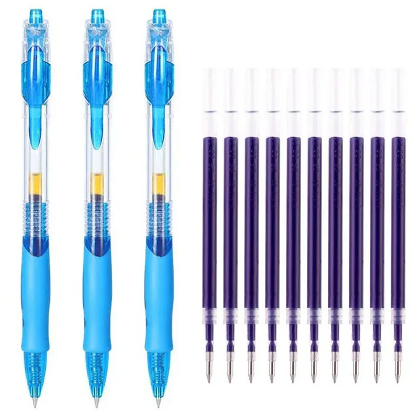 Set Di 6 Penne Gel Retrattili 0.5 Mm Nere + 10 Ricariche - Penna Estetica Con Clip A Sfera Per Ufficio E Scuola