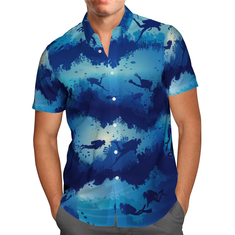 Hawaii Shirt Beach Summer Diving Hawaiian Shirt 3D Printed Men's Shirt Women Tee hip hop shirts cosplay costume 04