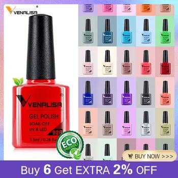 Venalisa 7.5ml Smalto per unghie Gel 60 Colori Glitter Smalto per unghie per Nail Art Manicure Top Coat Soak Off Smalto Gel UV Vernice