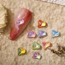 

50Pcs Sparkle Peach Heart Nail Charms 6mm Heart Shaped Nail Rhinestones For Nail Art Decoration Multi-Colors DIY Stones Gems