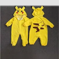 Cute Cartoon Pikachu Cosplay Costume Kawaii Newborn Baby Romper Pajamas Toddler Rompers Onesie Winter Pajamas Clothes