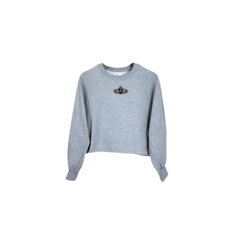 

VII 2024 Brand VV Early Spring Woman Clothing Simple Embroidery Round Neck Casual Long Sleeve Sweatshirt Free Shipping Offers