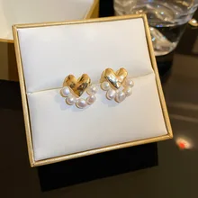  High Quality Trendy Natural Freshwater Baroque Pearl 14K Gold Filled Female Tassels Stud Earrings Jewelry For Women Anti Allergy 