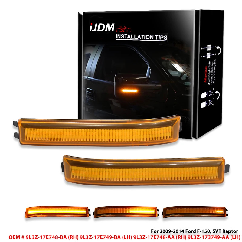 2 шт. динамический последовательный Blink/Flow светодиодный указатель поворота бокового зеркала светильник в сборе для 2009-14 Ford F150, для 2010-14 Ford SVT Raptor