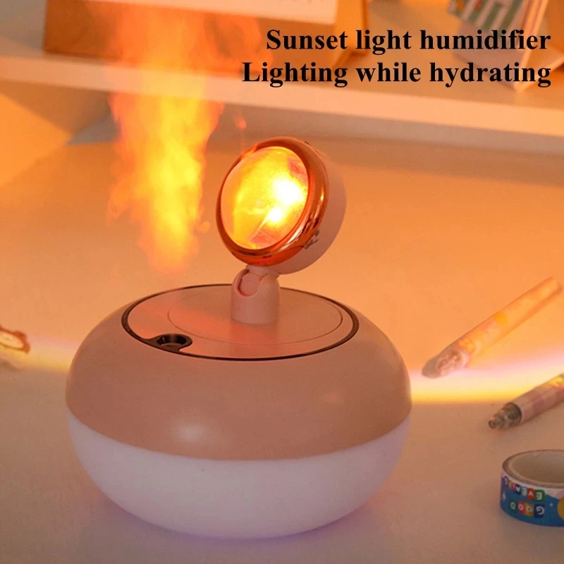 

New 300ML Wireless Air Humidifier USB Portable Small Moisturizing Sprayer Silent Home Air Freshener with Sunset Lights