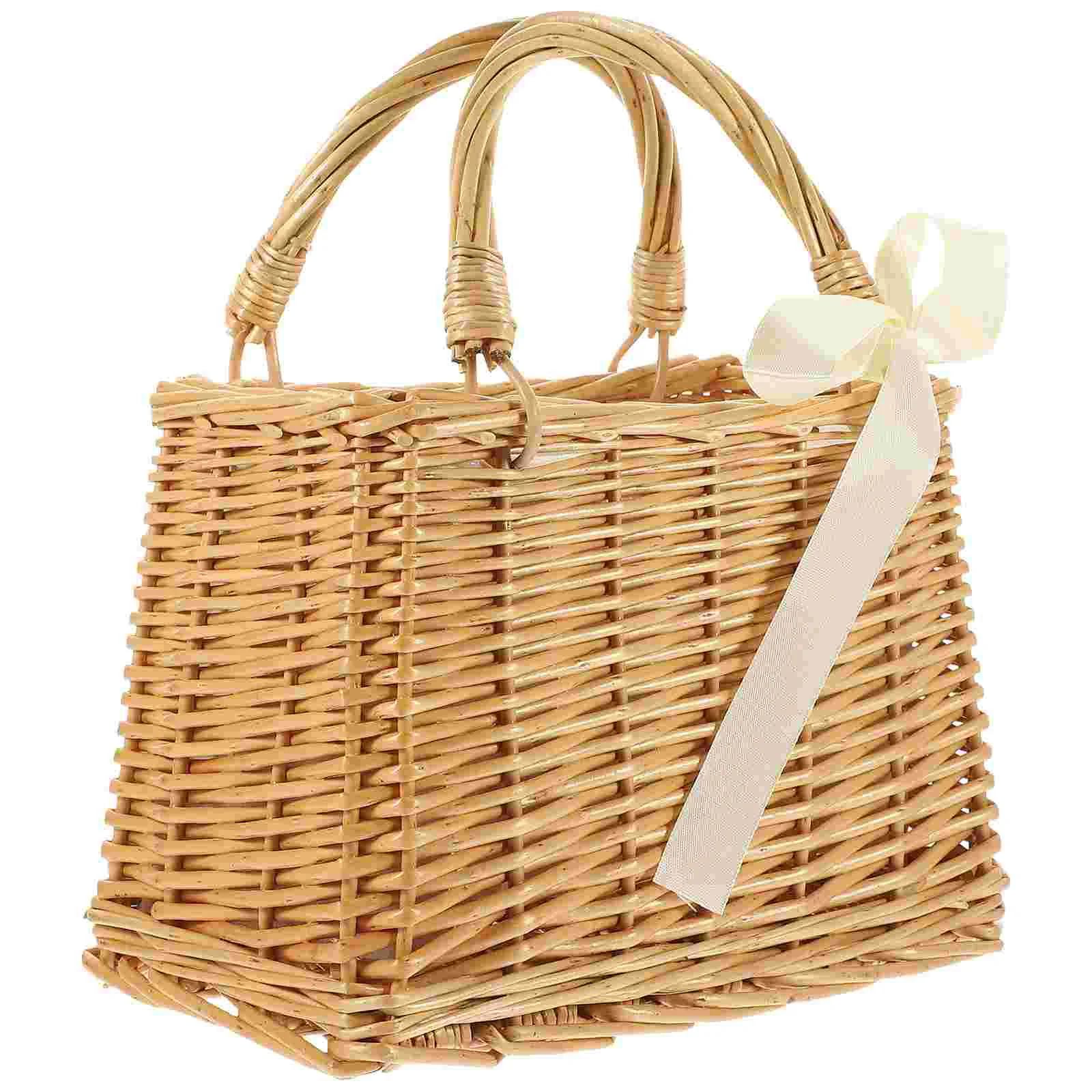 

Basket Woven Rattan Flower Straw Wicker Baskets Tote Beach Storage Picnic Willow Hand Wedding Handbag Handbags Girl Purses