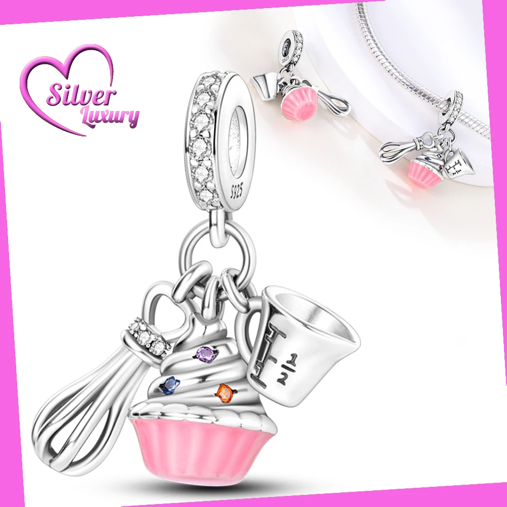 

925 Sterling Silver Cake baking pendant Fit Pandora Charms Silver 925 Original Bracelet for Jewelry Making