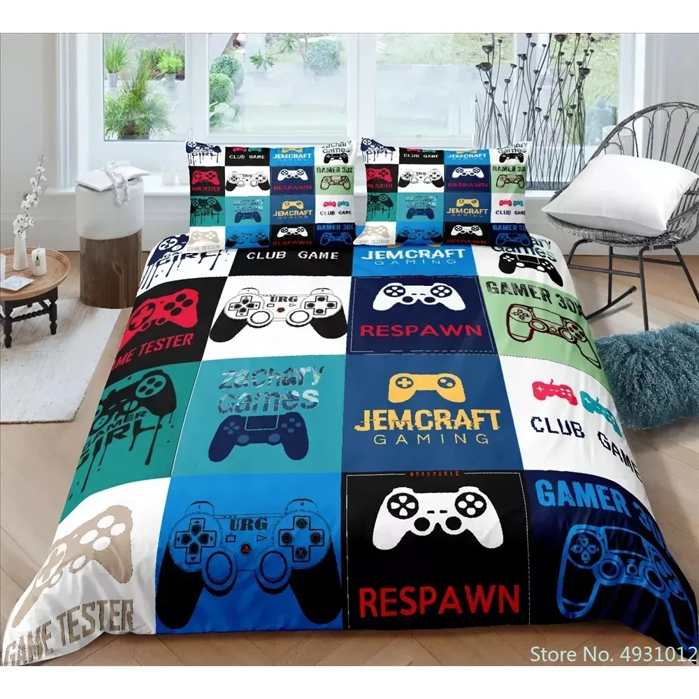 

2023 Gamer Bedding Set for Bedroom Modern Gamepad Bedspreads Comefortable Kids Duvet Cover Video Game Quilt Cover Pillowcase