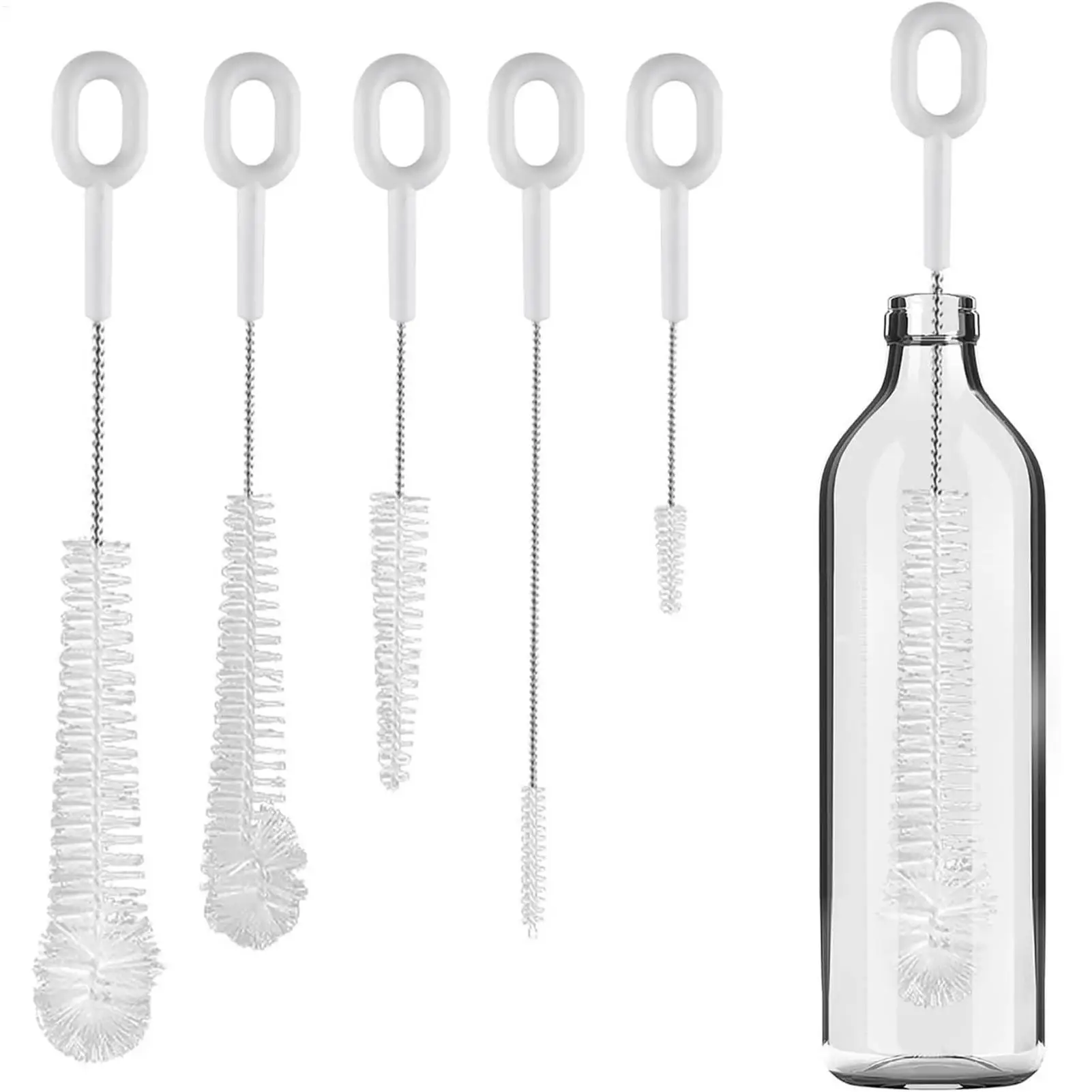 5PCS Flexible Bottle Brush Set Narrow Crevice Cleaning Brush for Baby Bottle Breast Pump Straw, Juicer Lids Nipple Scrubber