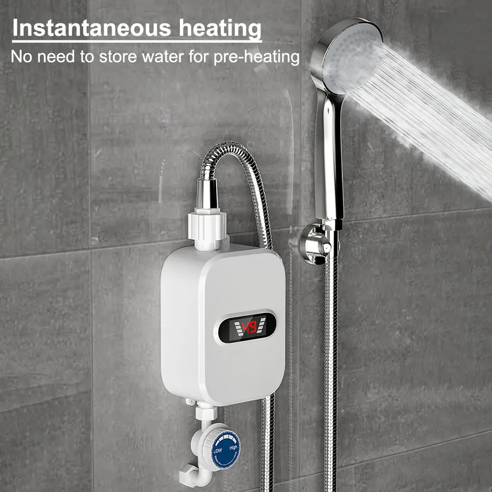 3000W Portable Electric Heater Digital Display Hot Water Heater 110V 220V Tankless Water Heater for Bathroom Hot Water Shower 5