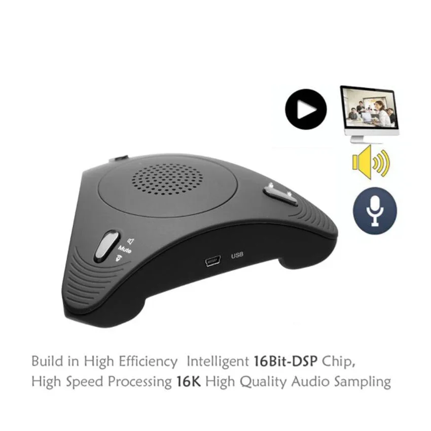 USB Desktop Computer Microphone, Mute Button with LED Indicator, Omnidirectional Condenser Conference Microphone Speaker