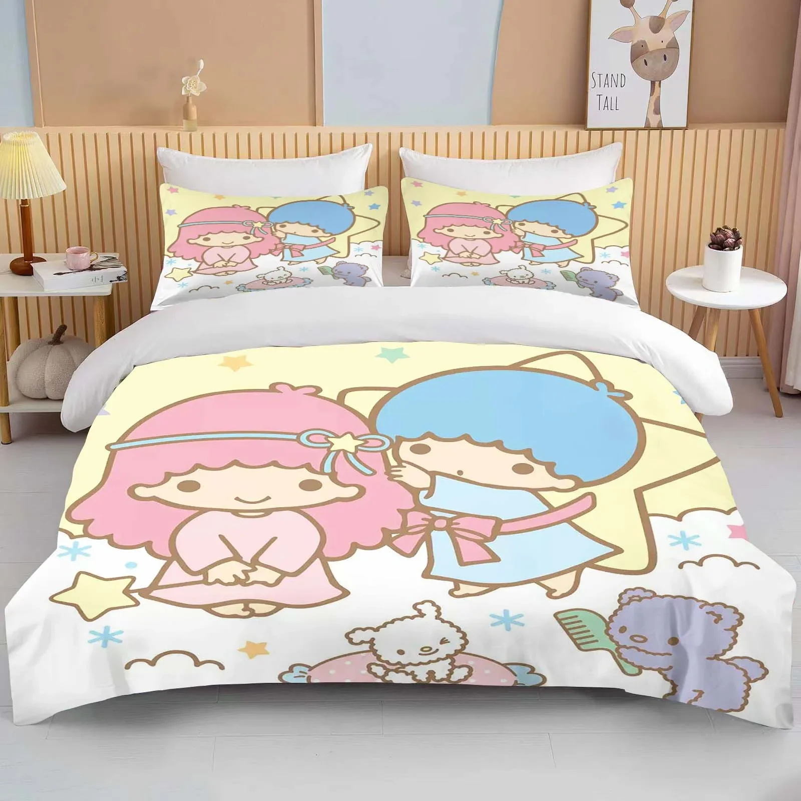 

10 Sizes Sanrio Little Twin Stars Printed Bedding Set Cartoon Duvet Cover comforter cover Boys Girls Children Adults Twin King