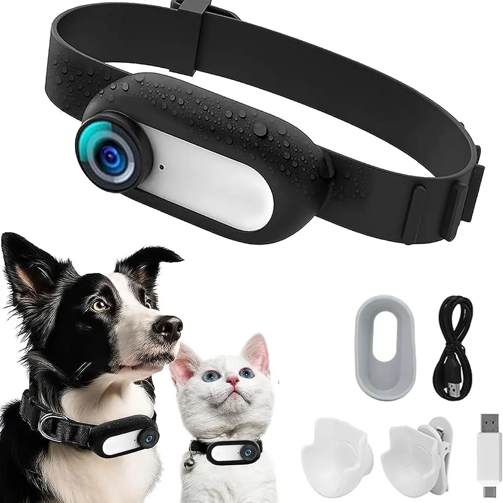 Pet Collar Camera USB Rechargeable HD 1080P LCD Display Lightweight Pet Sport Camera Support Video and Photo Function for Cats