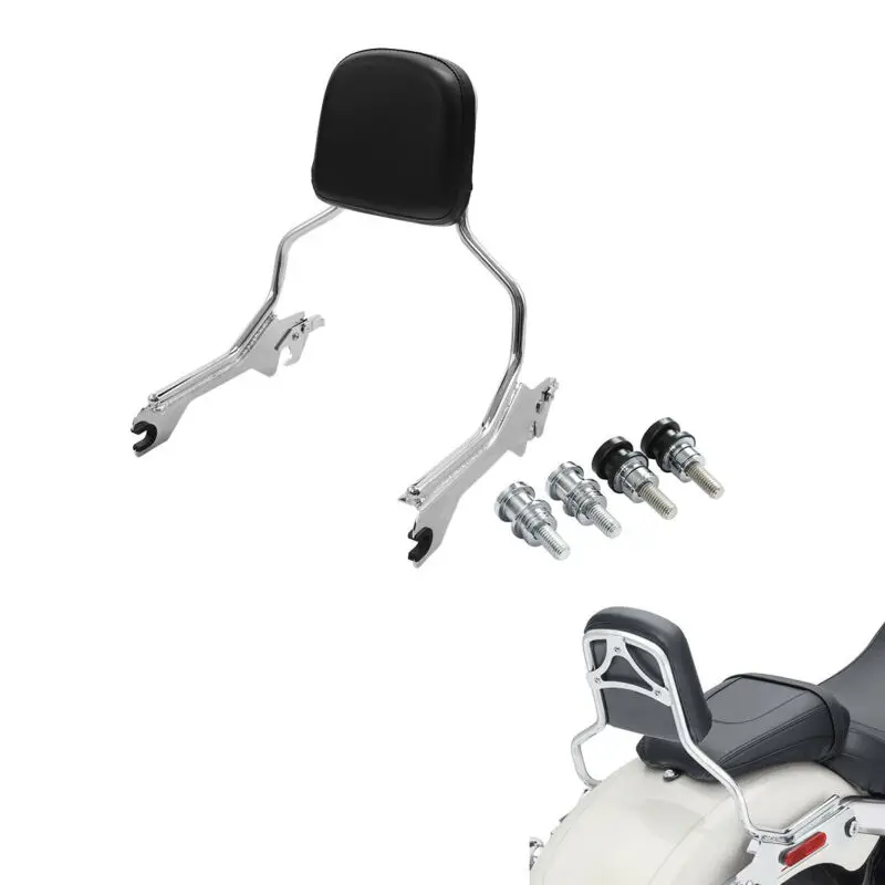TCT-MOTORPARTS Sissy Bar Backrest For Harley Softail Fat Boy & Breakout 2018-2025 - Black Synthetic Leather